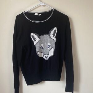 GAP Black Sweater with Gray Wolf Design